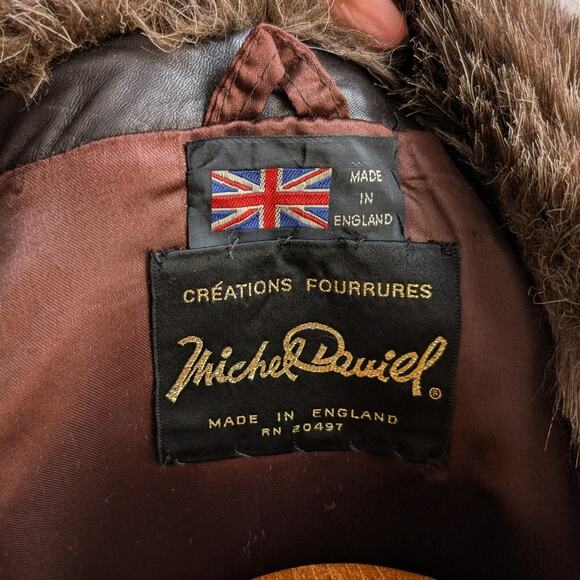 70s Vintage Black Brown Leather Penny Lane Coat Faux Fur Groovy Boho Moto Jacket - Picture 10 of 13